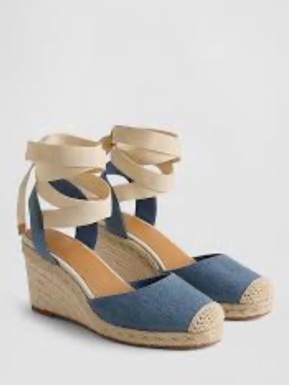 Gap Ankle-Tie Denim Espadrille Wedge Sandals